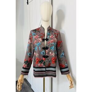 NWT Zara Women’s Size Xs Asian Oriental Inspired Jacket Blazer Frog Closure